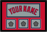Boston Name & Three World Series Jersey Patches - Road Gray - Double Mat 3