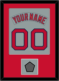 Boston Nameplate & Number (Back) Combined With World Series Jersey Patch - Road Gray (1992-2008) - Single Mat 2