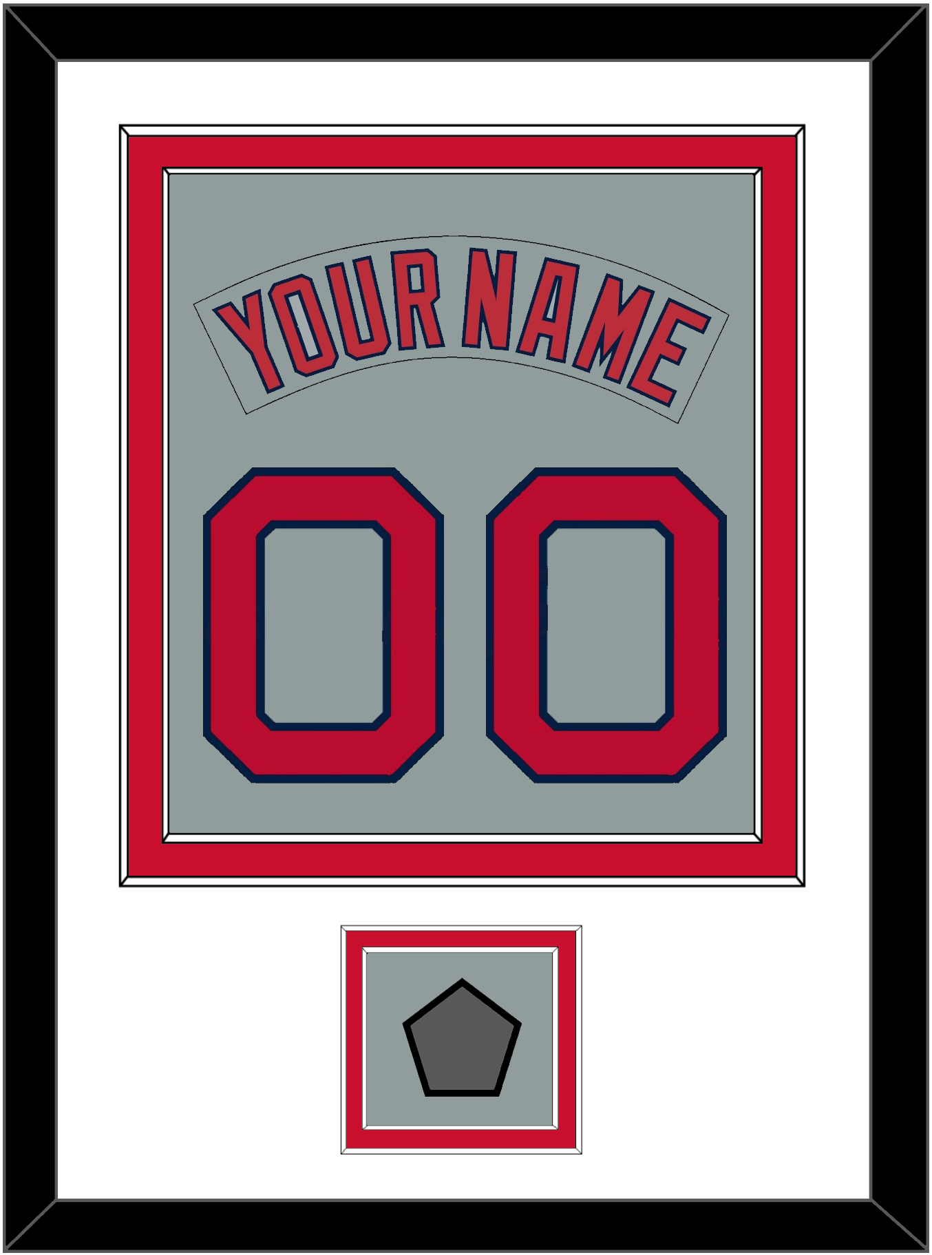 Boston Nameplate & Number (Back) Combined With World Series Champions Patch - Road Gray (1992-2008) - Signature Tier 1