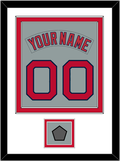 Boston Nameplate & Number (Back) Combined With World Series Champions Patch - Road Gray (1992-2008) - Signature Tier 1