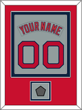 Boston Nameplate & Number (Back) Combined With World Series Champions Patch - Road Gray (1992-2008) - Double Mat 3