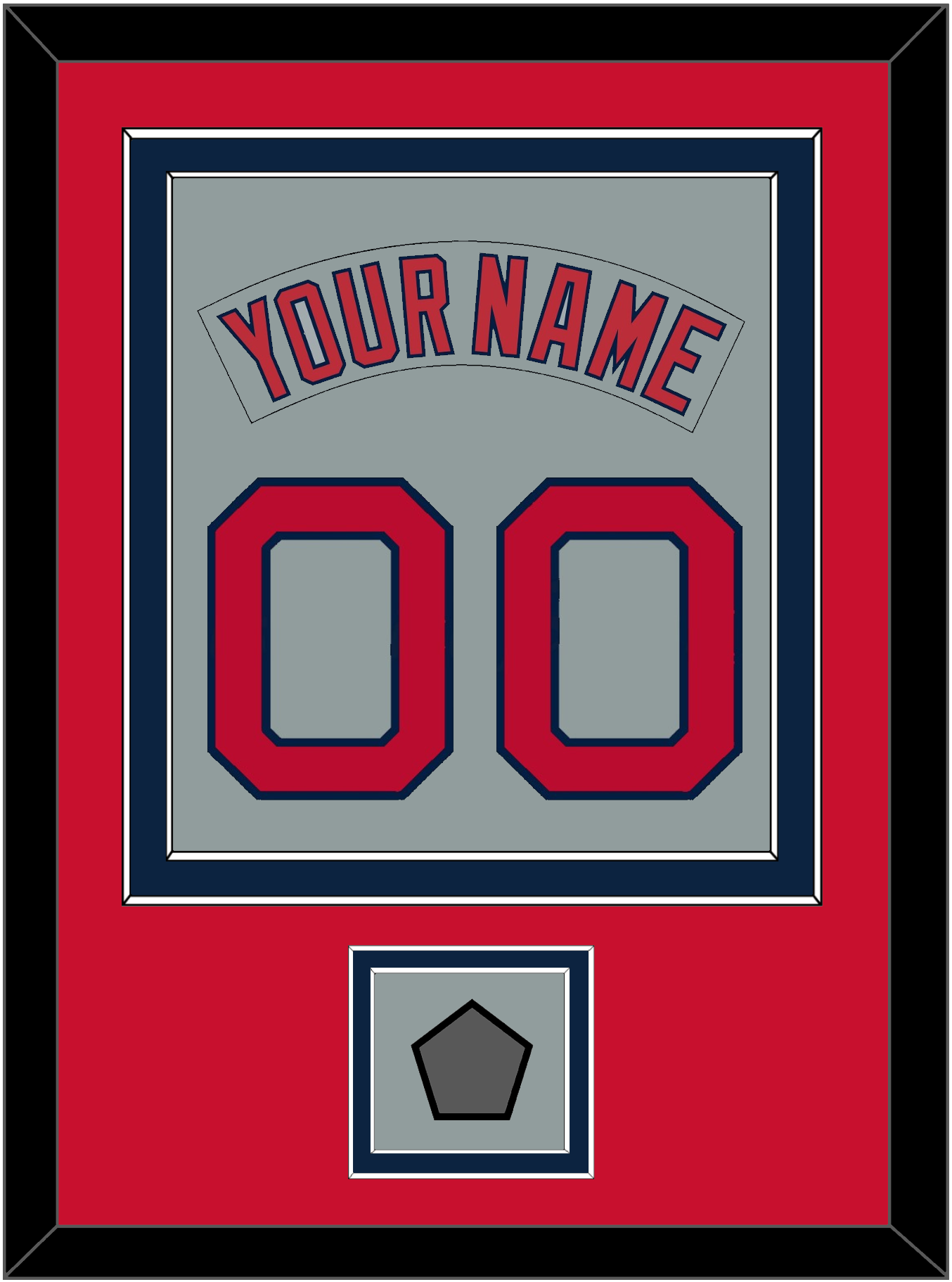 Boston Nameplate & Number (Back) Combined With World Series Champions Patch - Road Gray (1992-2008) - Signature Tier 3
