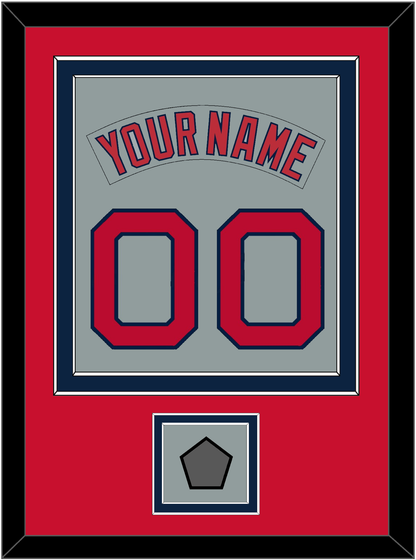 Boston Nameplate & Number (Back) Combined With World Series Champions Patch - Road Gray (1992-2008) - Signature Tier 3