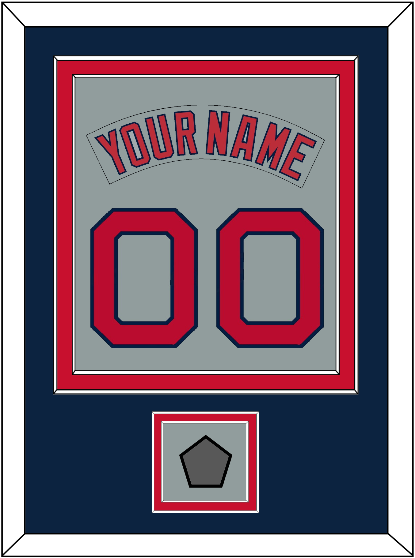 Boston Nameplate & Number (Back) Combined With World Series Champions Patch - Road Gray (1992-2008) - Signature Tier 4