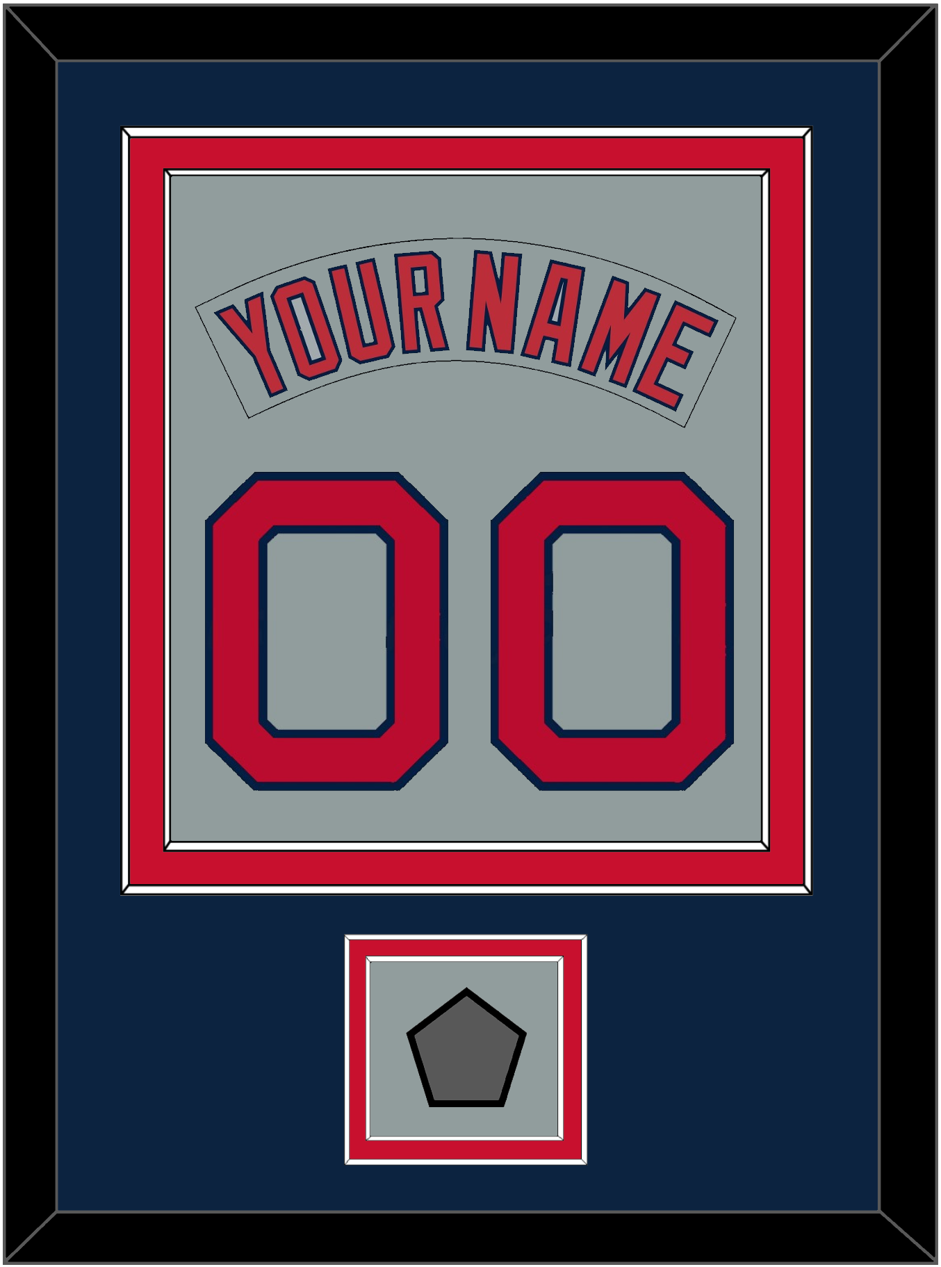 Boston Nameplate & Number (Back) Combined With World Series Champions Patch - Road Gray (1992-2008) - Signature Tier 4