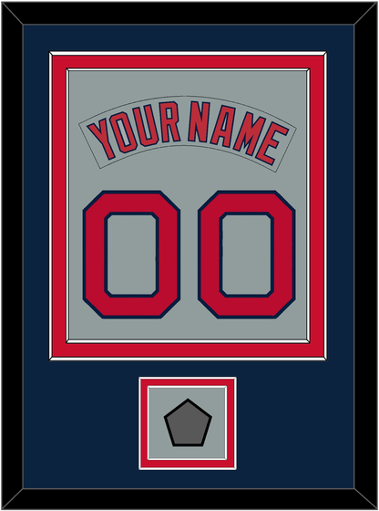 Boston Nameplate & Number (Back) Combined With World Series Champions Patch - Road Gray (1992-2008) - Signature Tier 4