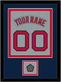 Boston Nameplate & Number (Back) Combined With World Series Champions Patch - Road Gray (1992-2008) - Double Mat 4