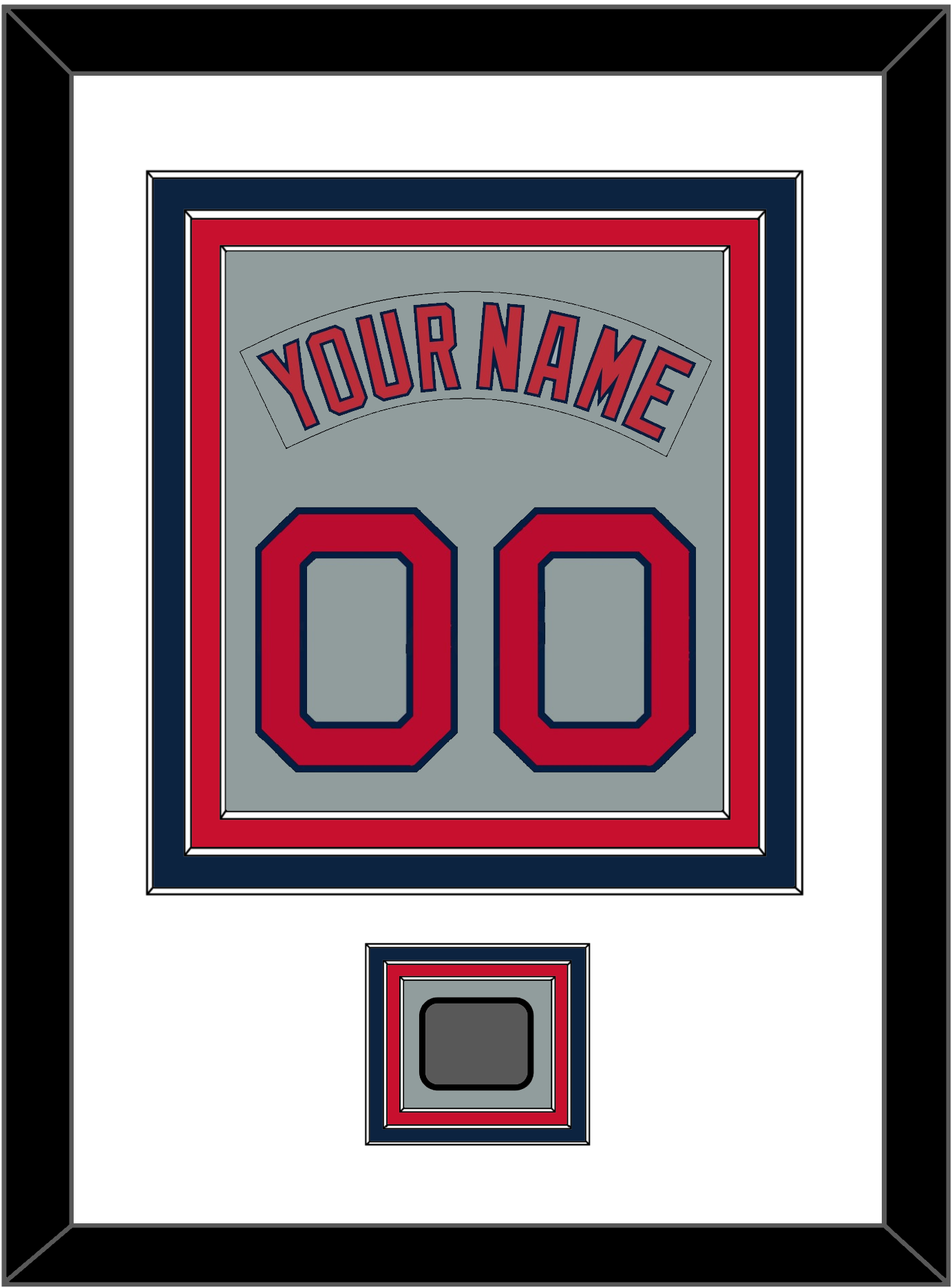 Boston Nameplate & Number (Back) Combined With World Series Champions Patch - Road Gray (1992-2008) - Premier Tier 1