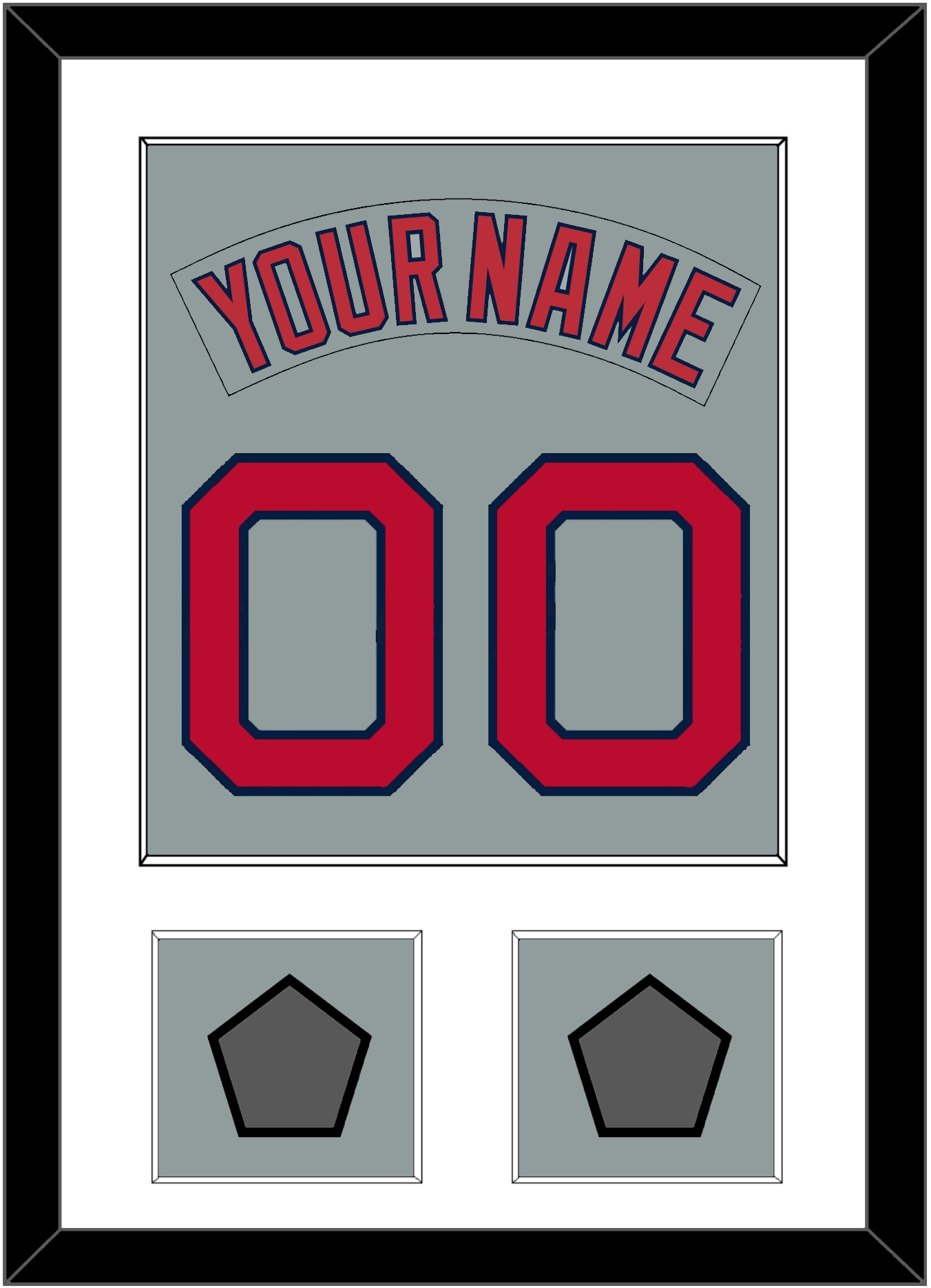 Boston Nameplate & Number (Back) Combined With 2 World Series Jersey Patches - Road Gray (1992-2008) - Essential Tier 1