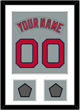 Boston Nameplate & Number (Back) Combined With 2 World Series Jersey Patches - Road Gray (1992-2008) - Single Mat 1