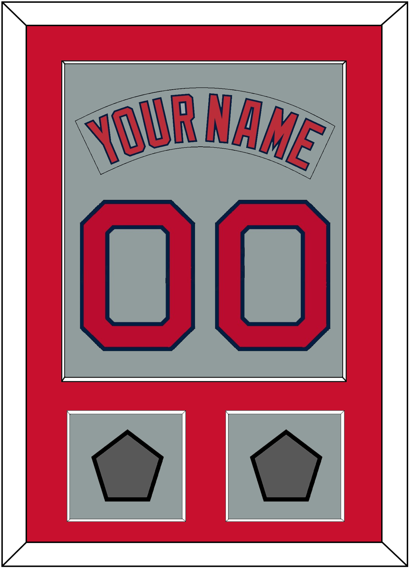 Boston Nameplate & Number (Back) Combined With 2 World Series Champions Patches - Road Gray (1992-2008) - Essential Tier 2