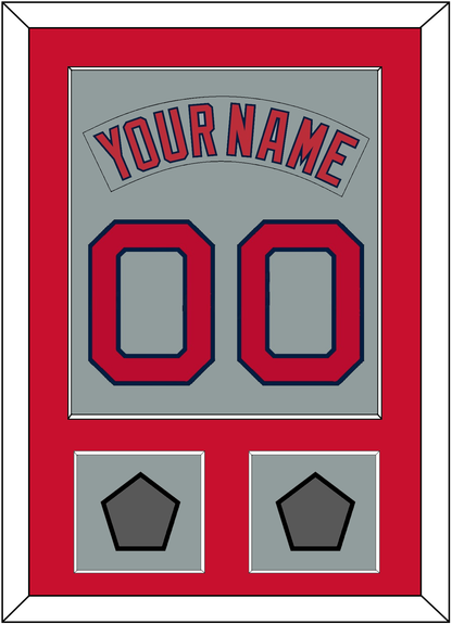 Boston Nameplate & Number (Back) Combined With 2 World Series Champions Patches - Road Gray (1992-2008) - Essential Tier 2