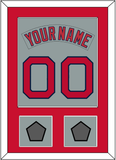 Boston Nameplate & Number (Back) Combined With 2 World Series Champions Patches - Road Gray (1992-2008) - Single Mat 2