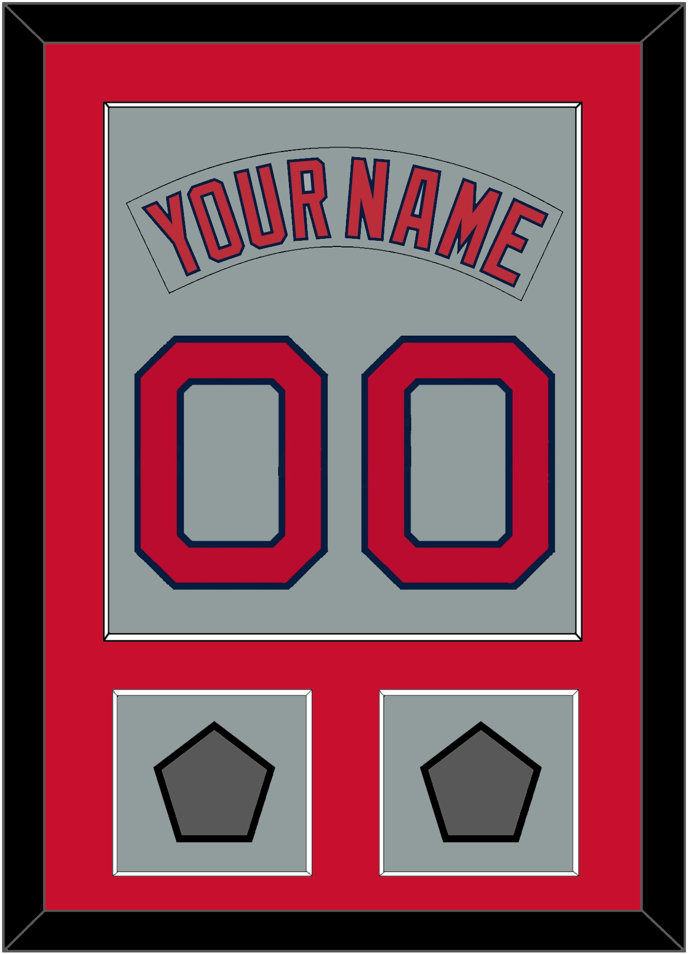 Boston Nameplate & Number (Back) Combined With 2 World Series Champions Patches - Road Gray (1992-2008) - Essential Tier 2