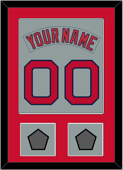 Boston Nameplate & Number (Back) Combined With 2 World Series Champions Patches - Road Gray (1992-2008) - Essential Tier 2