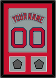Boston Nameplate & Number (Back) Combined With 2 World Series Champions Patches - Road Gray (1992-2008) - Single Mat 2