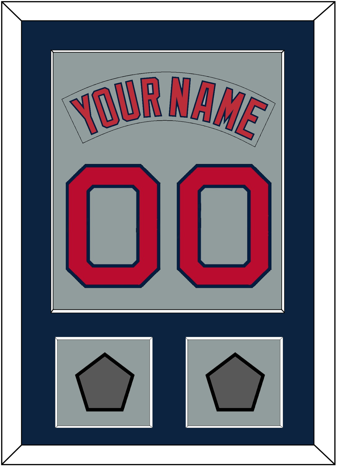 Boston Nameplate & Number (Back) Combined With 2 World Series Champions Patches - Road Gray (1992-2008) - Essential Tier 3