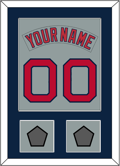 Boston Nameplate & Number (Back) Combined With 2 World Series Champions Patches - Road Gray (1992-2008) - Essential Tier 3