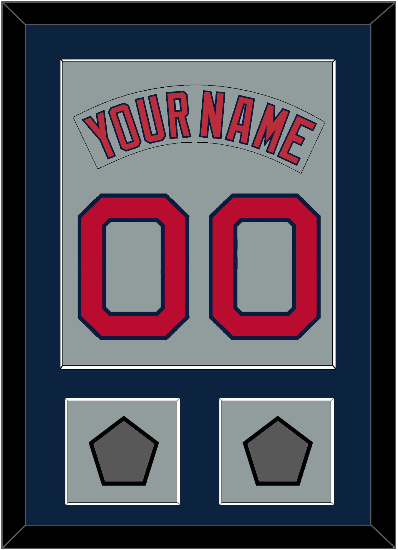 Boston Nameplate & Number (Back) Combined With 2 World Series Champions Patches - Road Gray (1992-2008) - Essential Tier 3