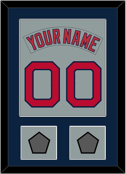 Boston Nameplate & Number (Back) Combined With 2 World Series Jersey Patches - Road Gray (1992-2008) - Essential Tier 3