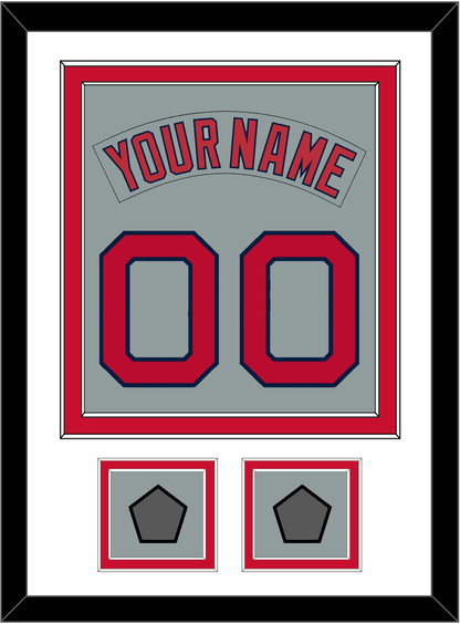 Boston Nameplate & Number (Back) Combined With 2 World Series Champions Patches - Road Gray (1992-2008) - Signature Tier 1