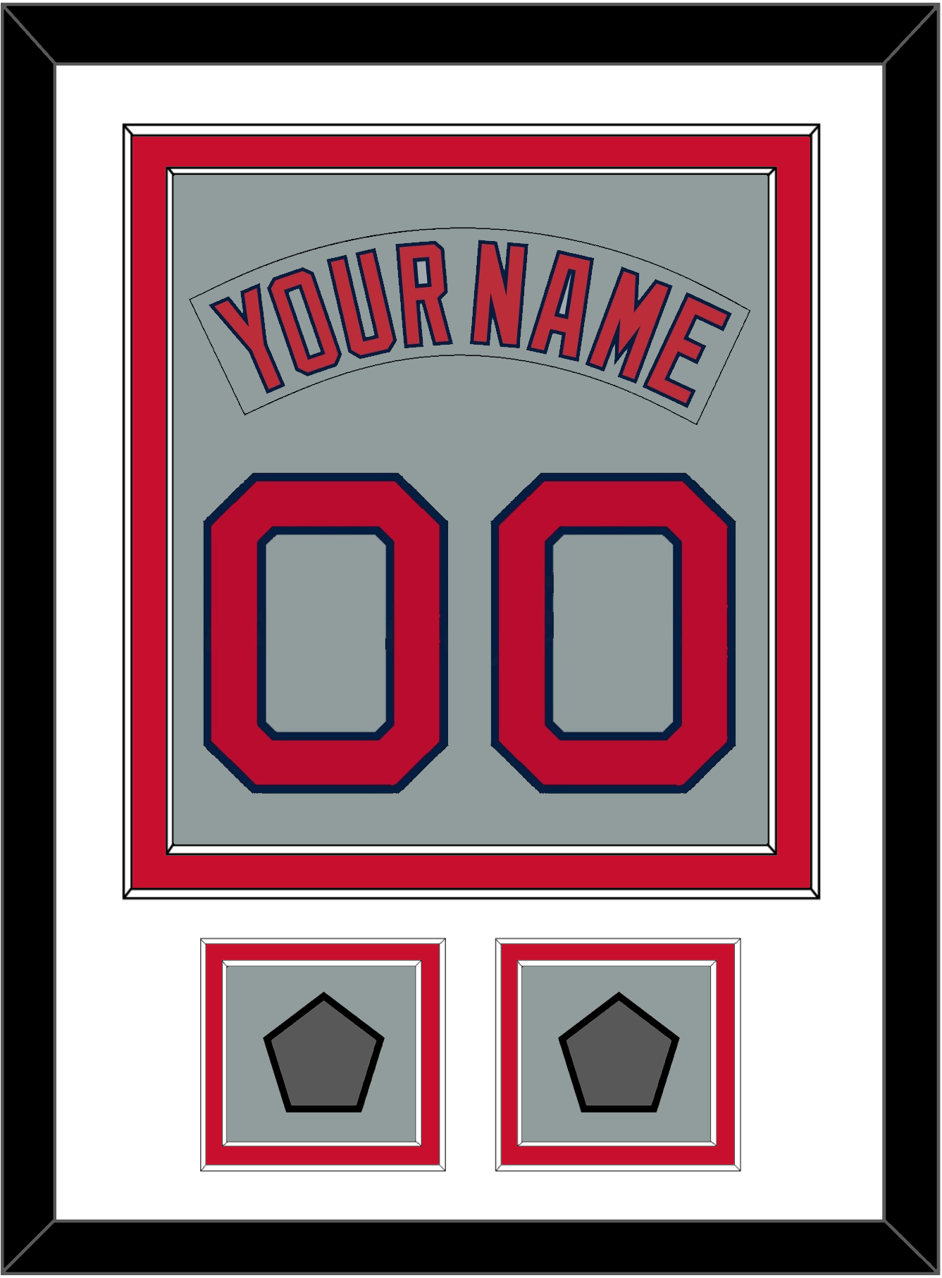 Boston Nameplate & Number (Back) Combined With 2 World Series Jersey Patches - Road Gray (1992-2008) - Signature Tier 1