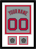 Boston Nameplate & Number (Back) Combined With 2 World Series Champions Patches - Road Gray (1992-2008) - Double Mat 1