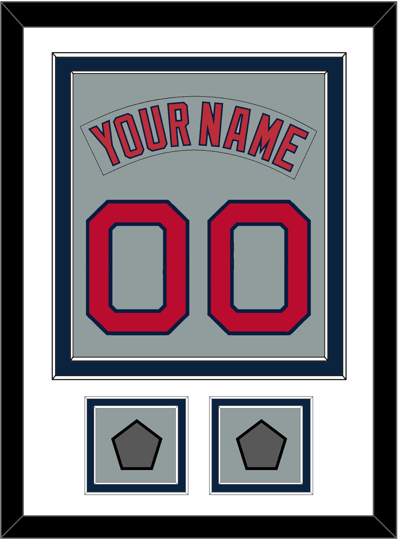 Boston Nameplate & Number (Back) Combined With 2 World Series Jersey Patches - Road Gray (1992-2008) - Signature Tier 2