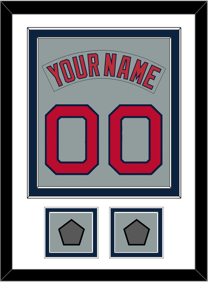 Boston Nameplate & Number (Back) Combined With 2 World Series Jersey Patches - Road Gray (1992-2008) - Signature Tier 2