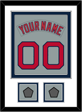 Boston Nameplate & Number (Back) Combined With 2 World Series Jersey Patches - Road Gray (1992-2008) - Double Mat 2