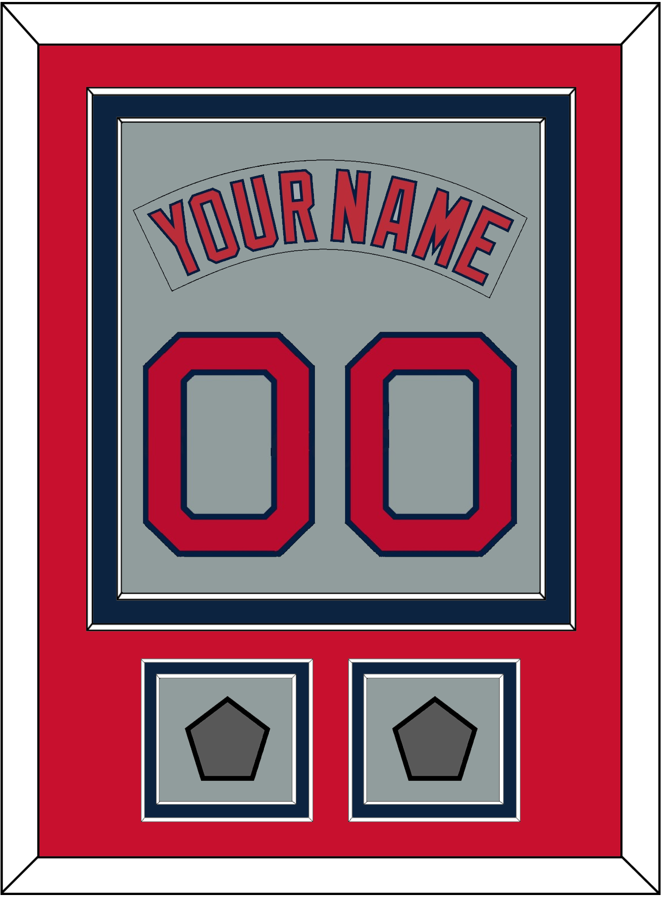 Boston Nameplate & Number (Back) Combined With 2 World Series Champions Patches - Road Gray (1992-2008) - Signature Tier 3
