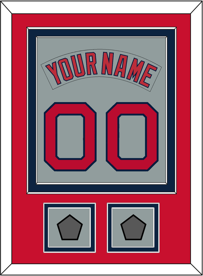 Boston Nameplate & Number (Back) Combined With 2 World Series Champions Patches - Road Gray (1992-2008) - Signature Tier 3
