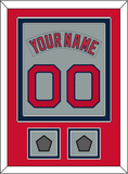 Boston Nameplate & Number (Back) Combined With 2 World Series Jersey Patches - Road Gray (1992-2008) - Double Mat 3