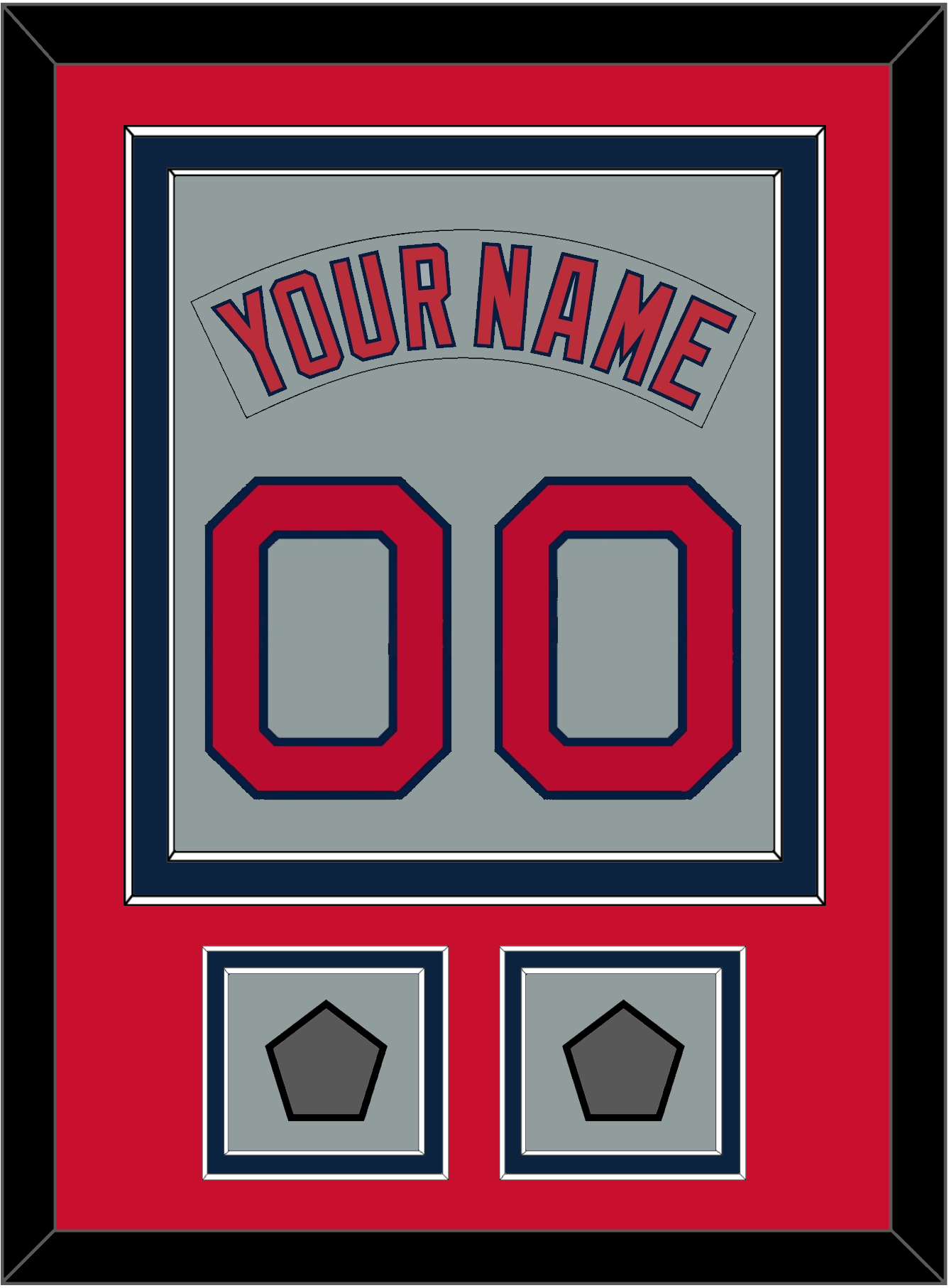 Boston Nameplate & Number (Back) Combined With 2 World Series Champions Patches - Road Gray (1992-2008) - Signature Tier 3