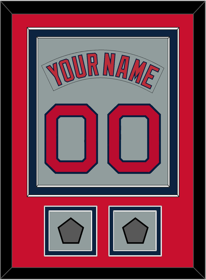 Boston Nameplate & Number (Back) Combined With 2 World Series Jersey Patches - Road Gray (1992-2008) - Signature Tier 3