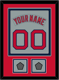 Boston Nameplate & Number (Back) Combined With 2 World Series Jersey Patches - Road Gray (1992-2008) - Double Mat 3