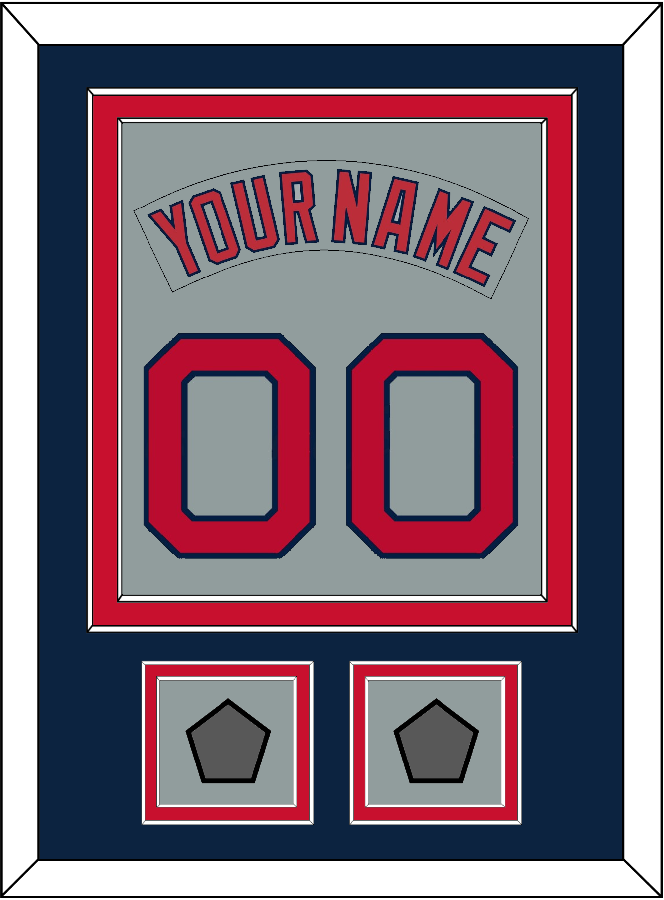 Boston Nameplate & Number (Back) Combined With 2 World Series Champions Patches - Road Gray (1992-2008) - Signature Tier 4