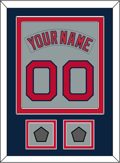 Boston Nameplate & Number (Back) Combined With 2 World Series Champions Patches - Road Gray (1992-2008) - Signature Tier 4