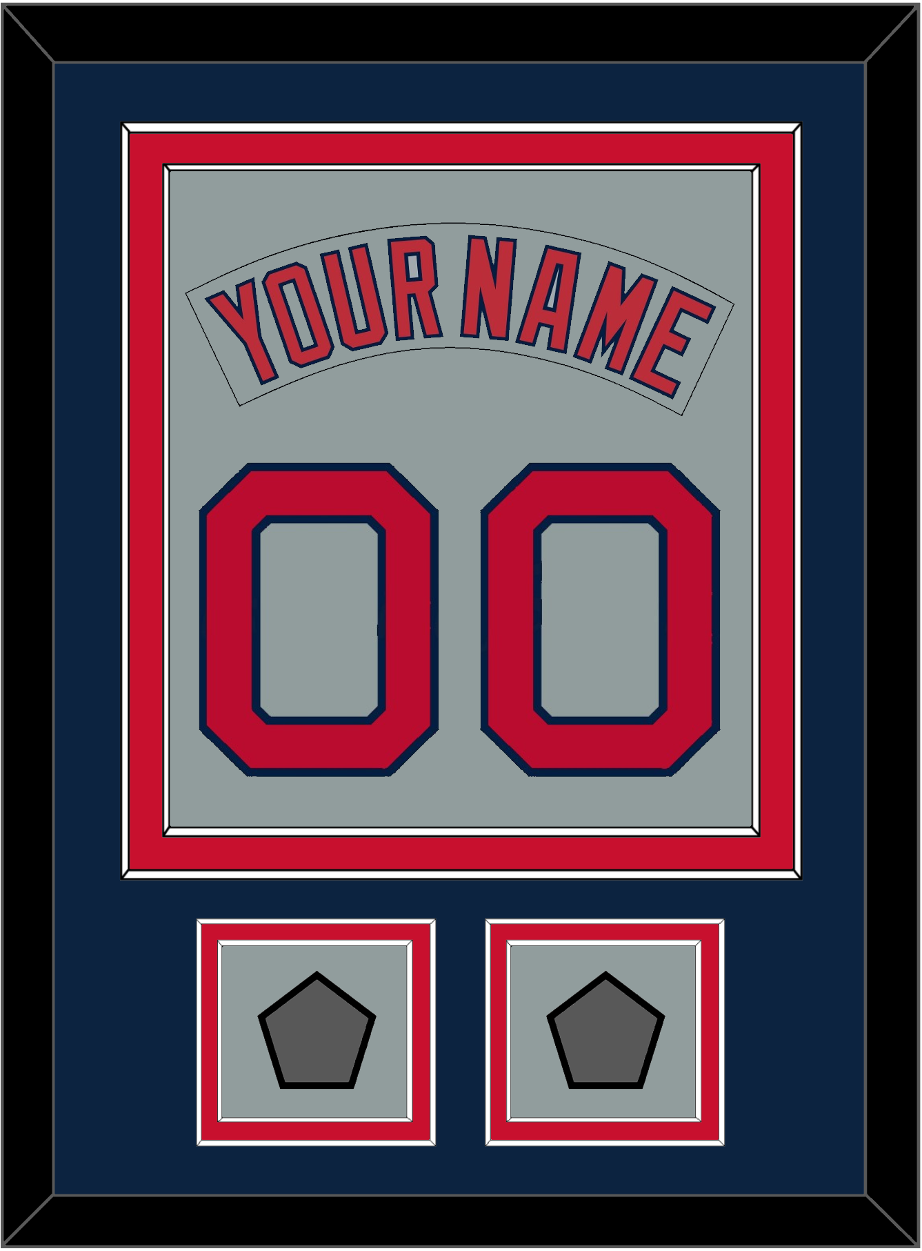 Boston Nameplate & Number (Back) Combined With 2 World Series Champions Patches - Road Gray (1992-2008) - Signature Tier 4