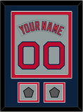 Boston Nameplate & Number (Back) Combined With 2 World Series Jersey Patches - Road Gray (1992-2008) - Double Mat 4