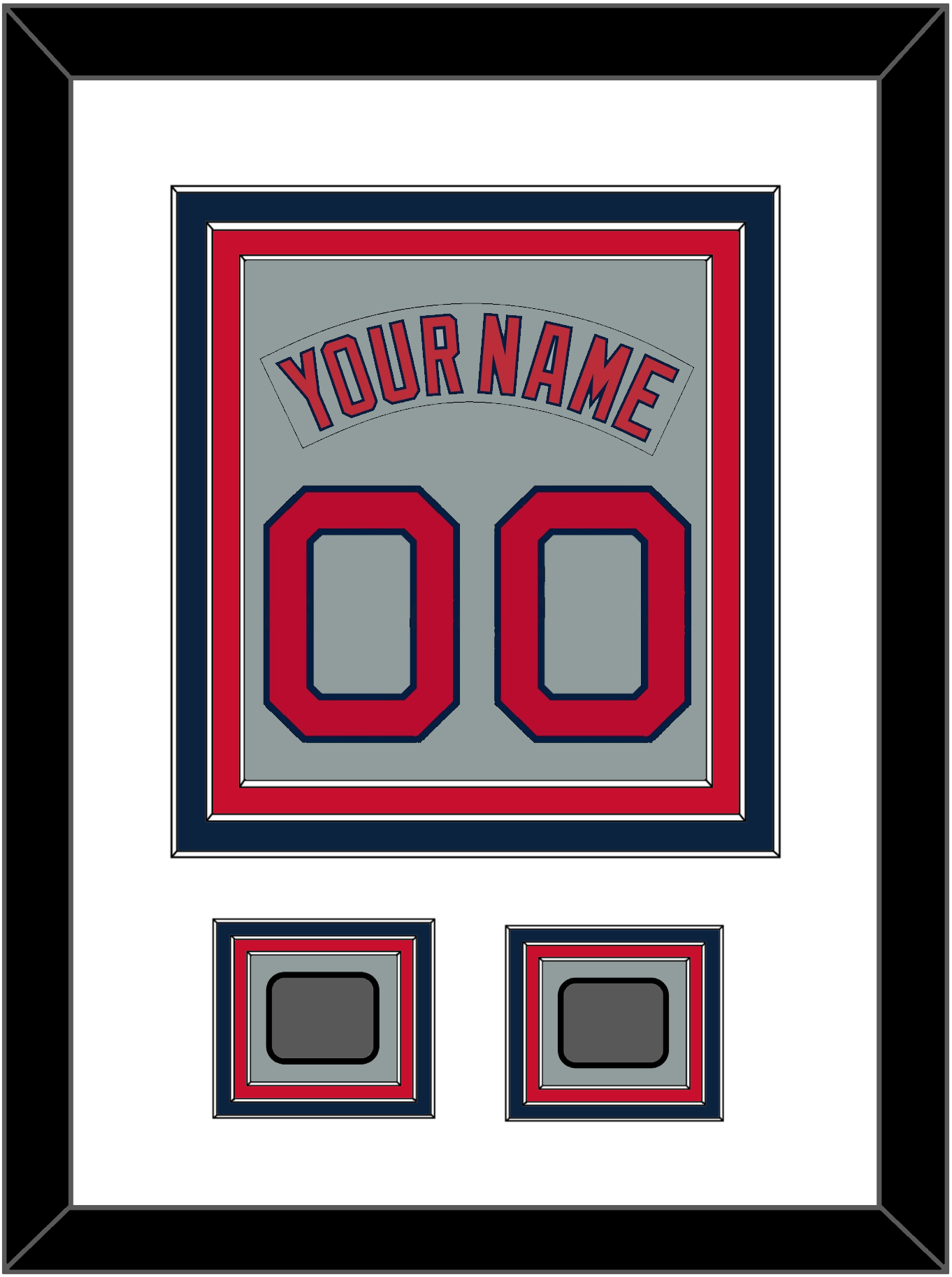 Boston Nameplate & Number (Back) Combined With 2 World Series Jersey Patches - Road Gray (1992-2008) - Premier Tier 1
