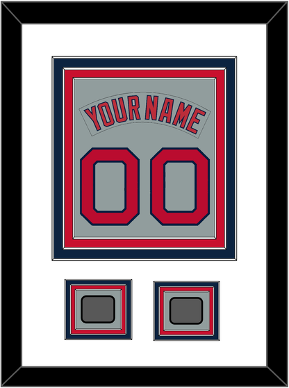 Boston Nameplate & Number (Back) Combined With 2 World Series Jersey Patches - Road Gray (1992-2008) - Premier Tier 1