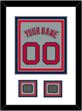 Boston Nameplate & Number (Back) Combined With 2 World Series Jersey Patches - Road Gray (1992-2008) - Triple Mat 1