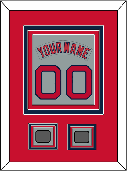Boston Nameplate & Number (Back) Combined With 2 World Series Champions Patches - Road Gray (1992-2008) - Premier Tier 2