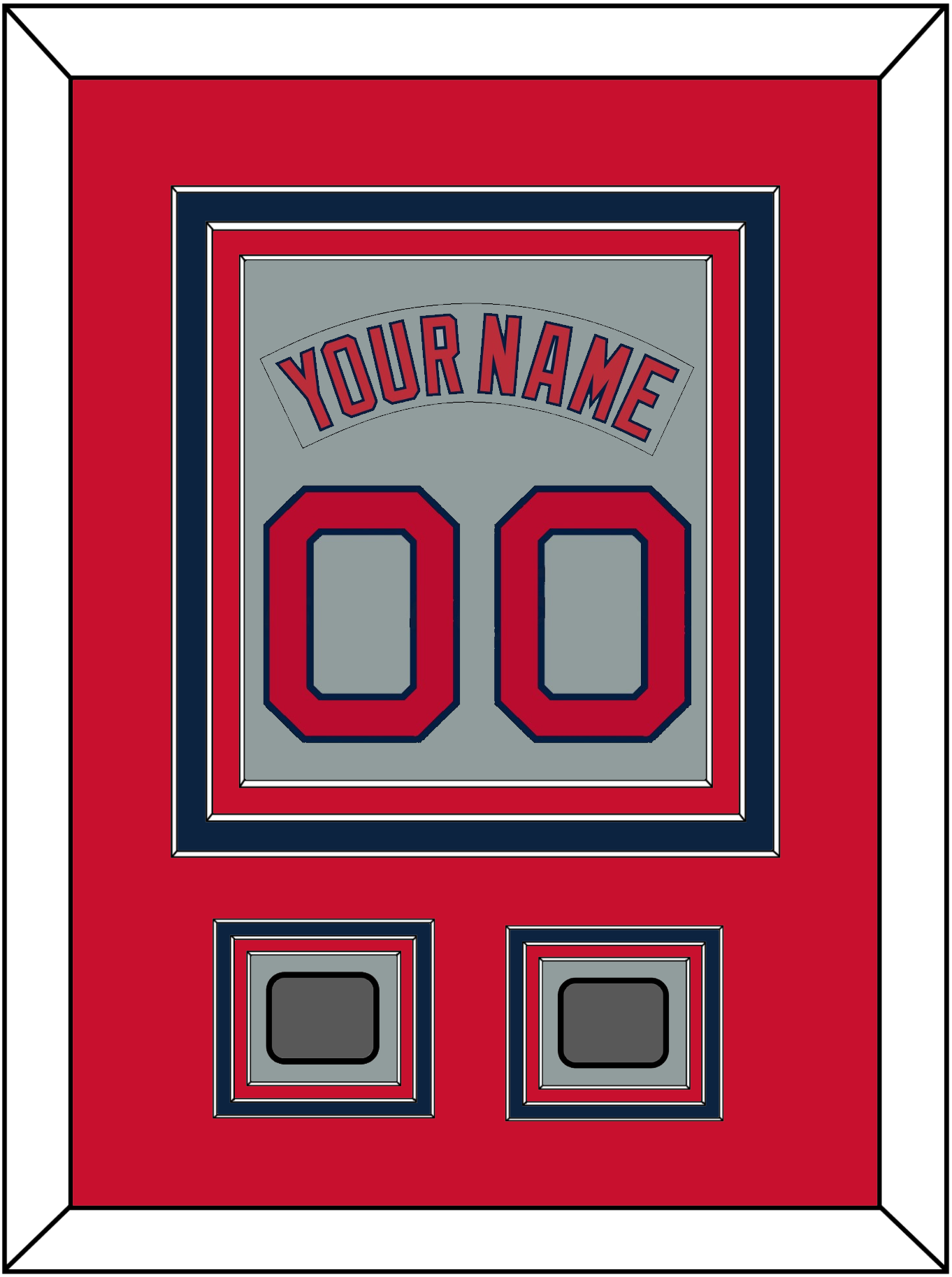 Boston Nameplate & Number (Back) Combined With 2 World Series Jersey Patches - Road Gray (1992-2008) - Premier Tier 2
