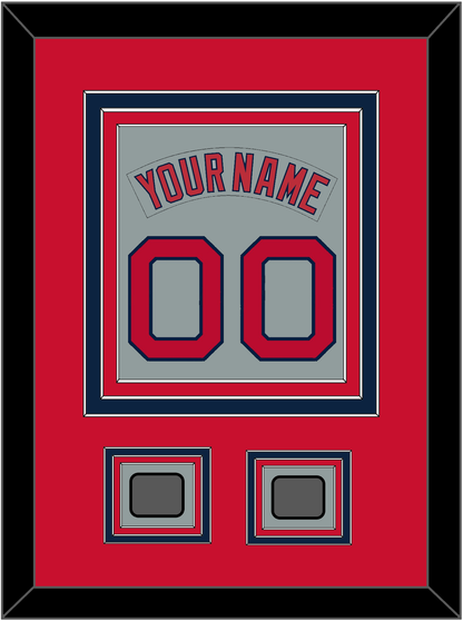 Boston Nameplate & Number (Back) Combined With 2 World Series Jersey Patches - Road Gray (1992-2008) - Premier Tier 2