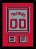 Boston Nameplate & Number (Back) Combined With 2 World Series Jersey Patches - Road Gray (1992-2008) - Triple Mat 2