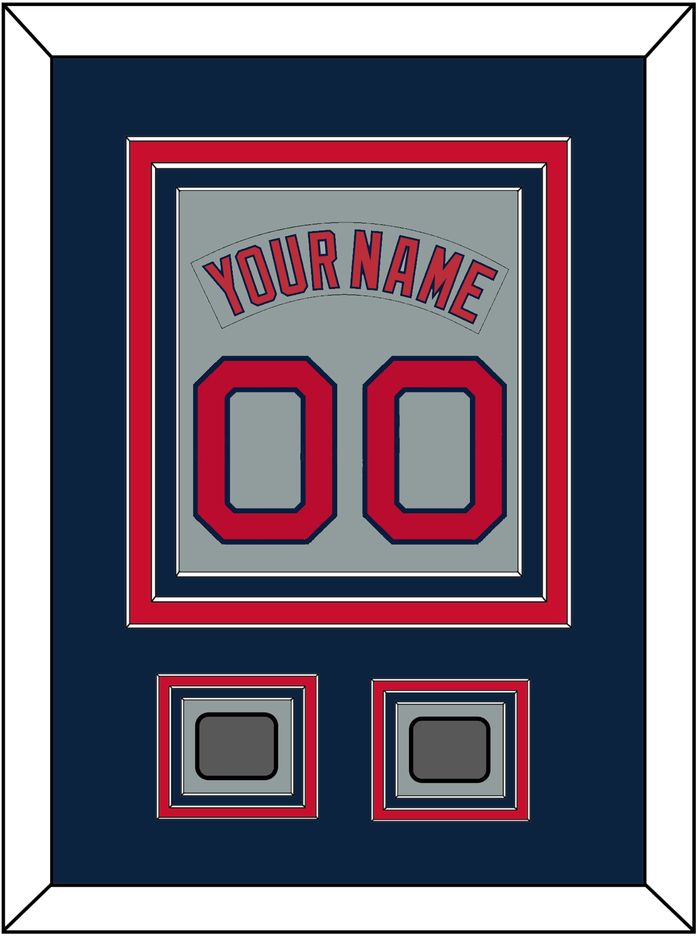 Boston Nameplate & Number (Back) Combined With 2 World Series Champions Patches - Road Gray (1992-2008) - Premier Tier 3