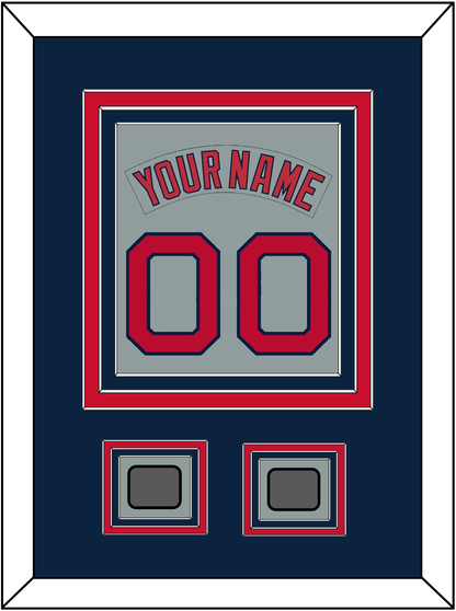 Boston Nameplate & Number (Back) Combined With 2 World Series Jersey Patches - Road Gray (1992-2008) - Premier Tier 3