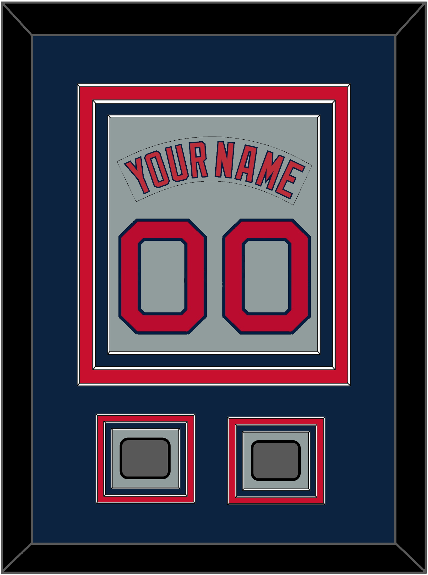 Boston Nameplate & Number (Back) Combined With 2 World Series Jersey Patches - Road Gray (1992-2008) - Premier Tier 3